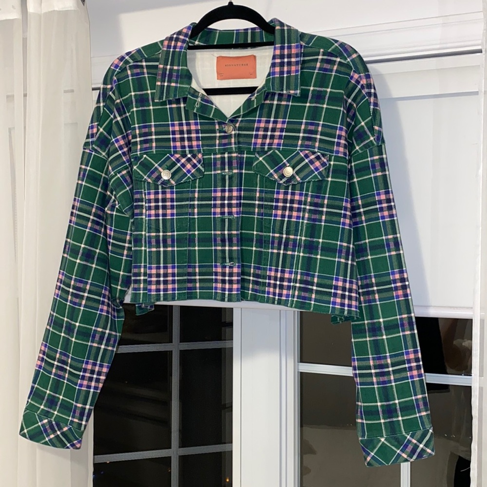 Pink and green checkered jacket